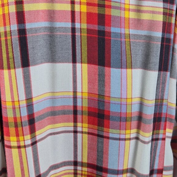 Torrid Size 4 (US 26) Multicolor Plaid Tunic Top Button Down Front Long Sleeves - Picture 9 of 13